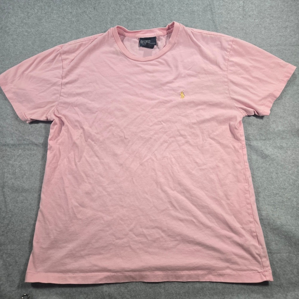 Polo Ralph Lauren Mens Pink Short Sleeve Cotton T-Shirt Yellow Pony Logo Size M